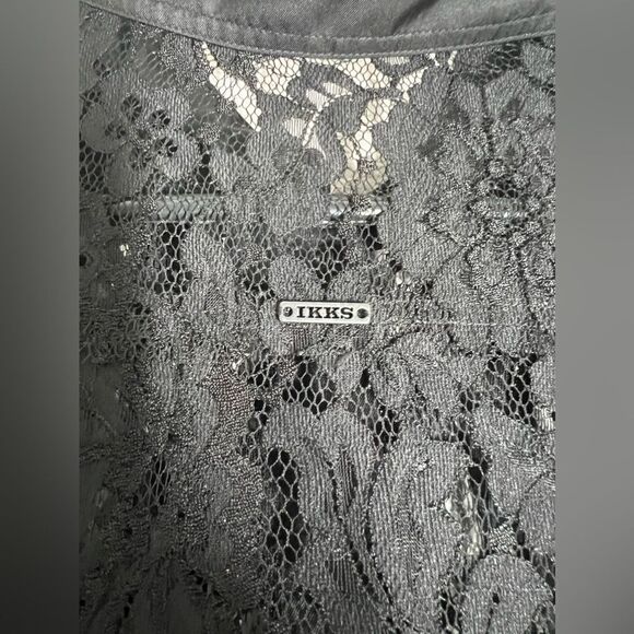 IKKS Bohemian Lace Black Button Down Blouse Shirt Size 42 EU/ M US - Picture 8 of 11